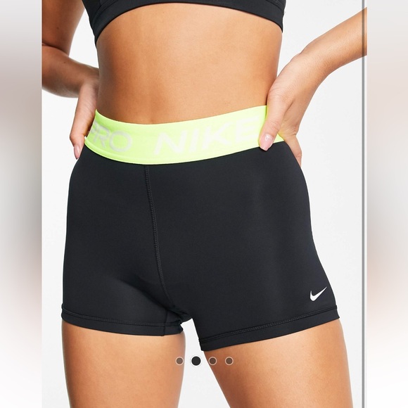 Nike Pants - Nike Pro Women's 3" Black Shorts w/ Neon Band